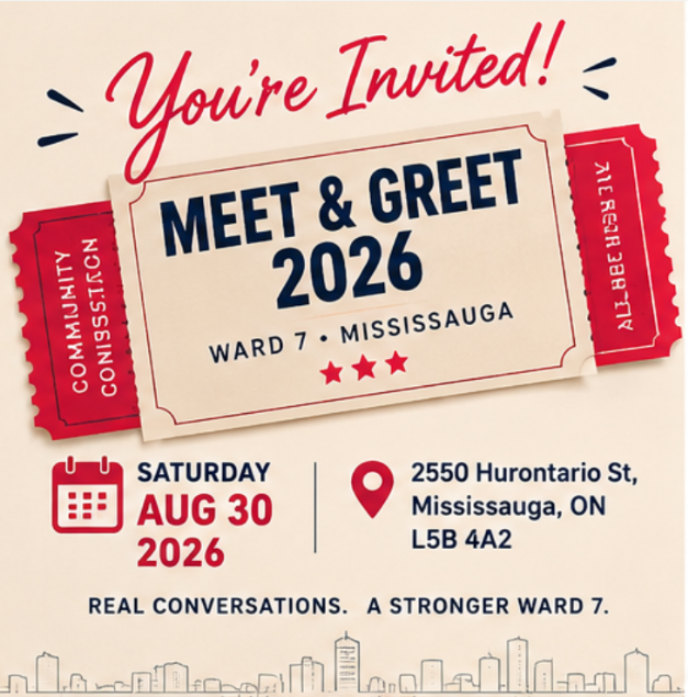 Meet & Greet 2026 event poster — August 30, 2550 Hurontario St, Mississauga